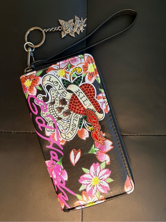 Ed Hardy Accessories - Ed Hardy 'Love Kills Slowly' Iconic Tattoo Wristlet/Wallet Black